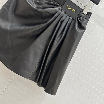 Loewe Draped Leather Skirt Lambskin