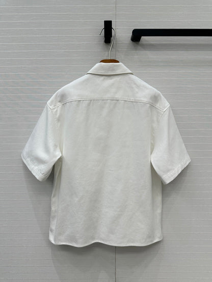 Loewe Denim Short-sleeved Shirt White Cotton