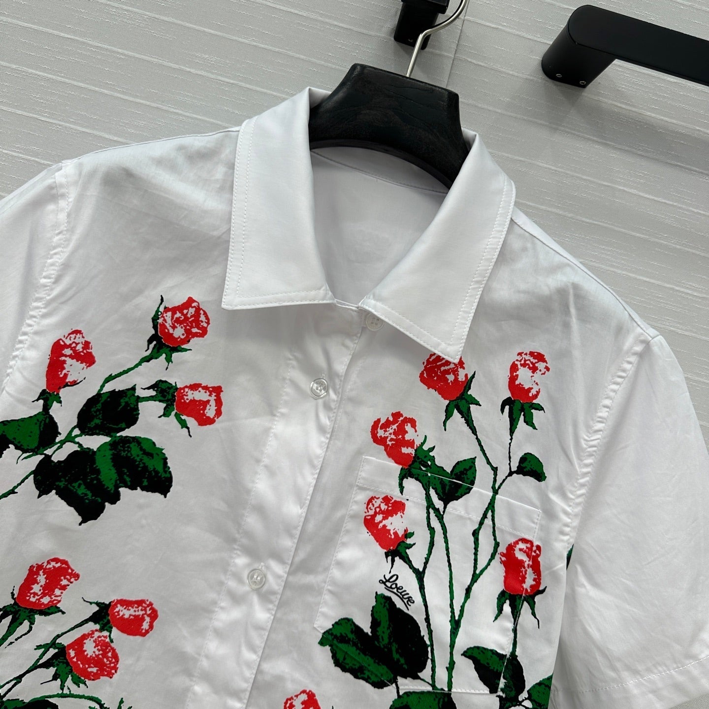 Loewe Rose Print Short-sleeved Shirt White Cotton