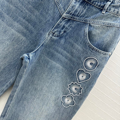 CC 25 Embroidered Pant Blue Denim Cotton