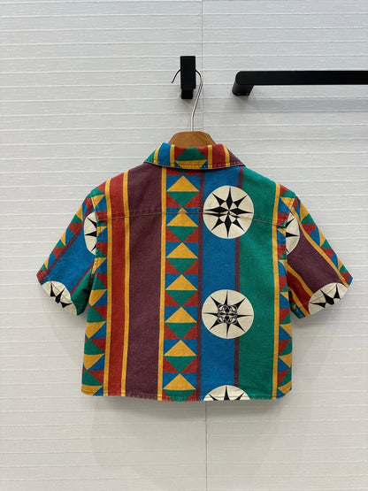 Loewe Short-sleeved Denim Shirt Multicolor Cotton