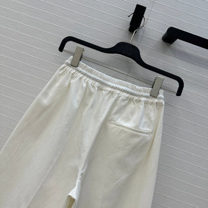 Loewe Wide-leg Straight-leg Pants White Cotton