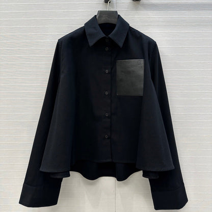 Loewe  A-line Denim Shirt Jacket Black Cotton