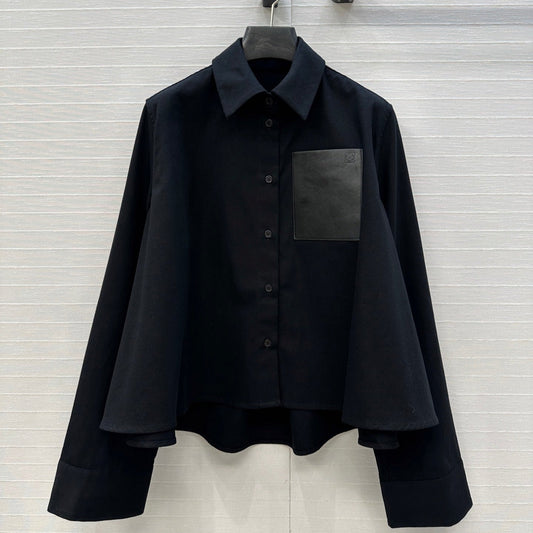 Loewe  A-line Denim Shirt Jacket Black Cotton