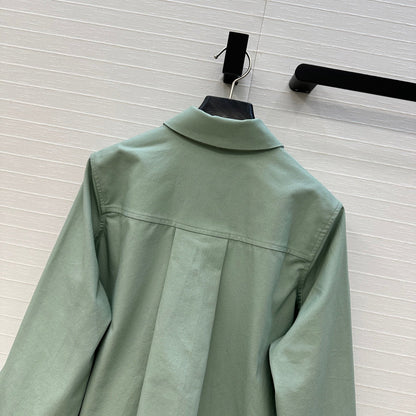 Loewe  A-line Denim Shirt Jacket Green Cotton