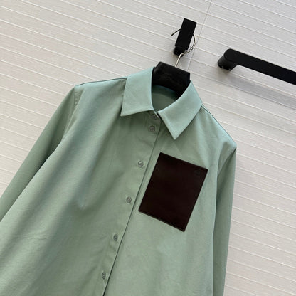 Loewe  A-line Denim Shirt Jacket Green Cotton