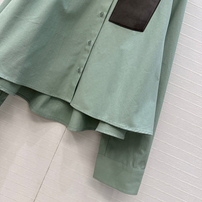 Loewe  A-line Denim Shirt Jacket Green Cotton