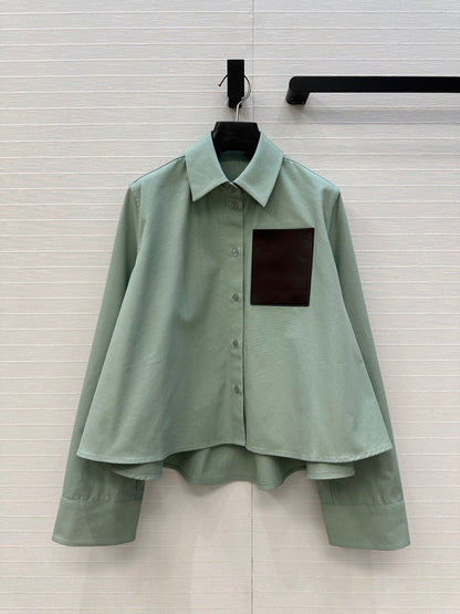 Loewe  A-line Denim Shirt Jacket Green Cotton
