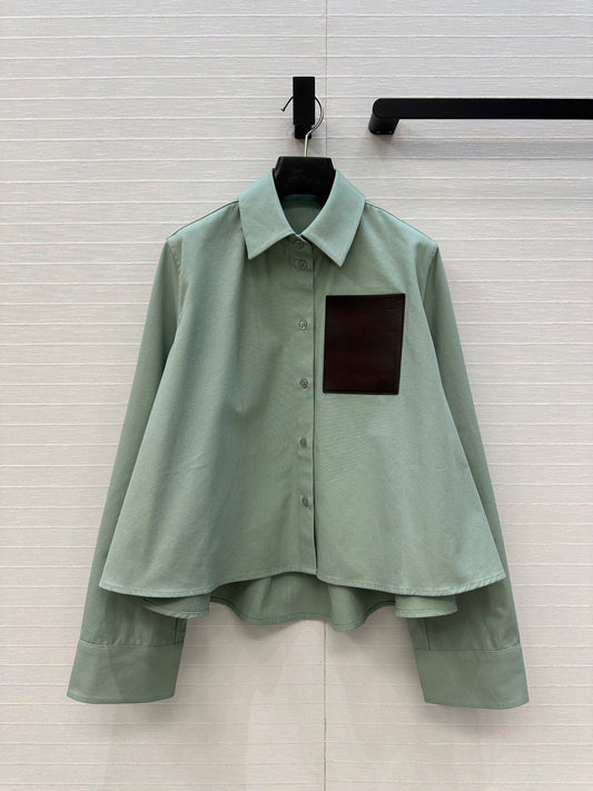 Loewe  A-line Denim Shirt Jacket Green Cotton