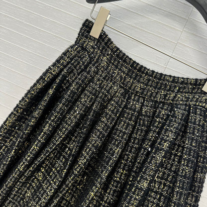 CC 25 Tweed Skirt Black Wool Polyamide