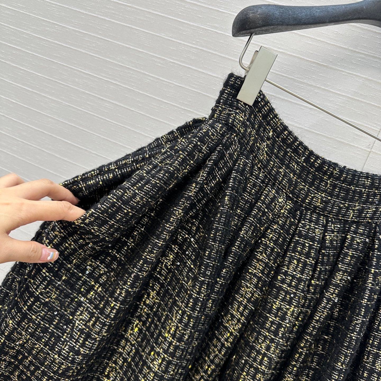 CC 25 Tweed Skirt Black Wool Polyamide