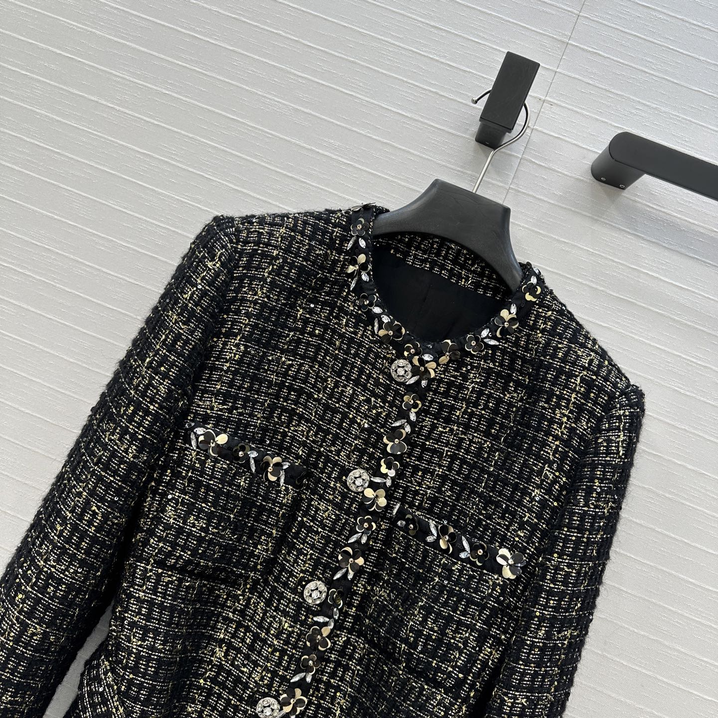 CC 25 Tweed Jacket Black Wool Polyamide