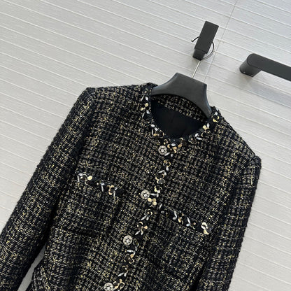 CC 25 Tweed Jacket Black Wool Polyamide