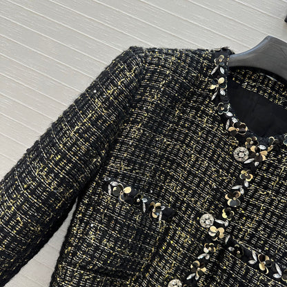 CC 25 Tweed Jacket Black Wool Polyamide