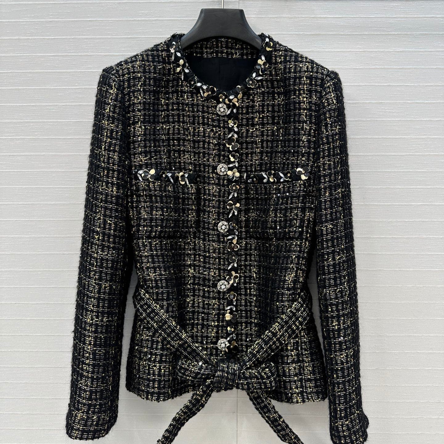 CC 25 Tweed Jacket Black Wool Polyamide