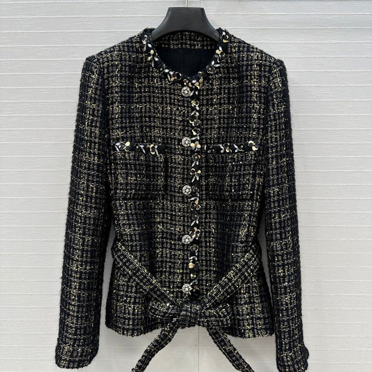 CC 25 Tweed Jacket Black Wool Polyamide