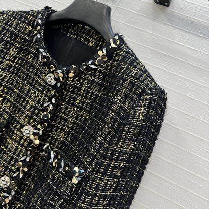 CC 25 Tweed Jacket Black Wool Polyamide