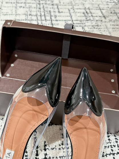 alaia slingbacks flat optic black heart lambskin