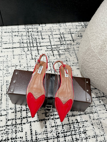 alaia slingbacks flat optic red heart lambskin