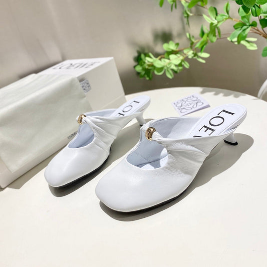 Loewe 25 Pebble Mule White Lambskin