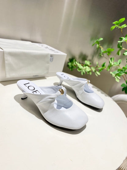 Loewe 25 Pebble Mule White Lambskin