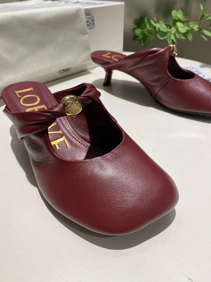 Loewe 25 Pebble Mule Ruby Red Lambskin