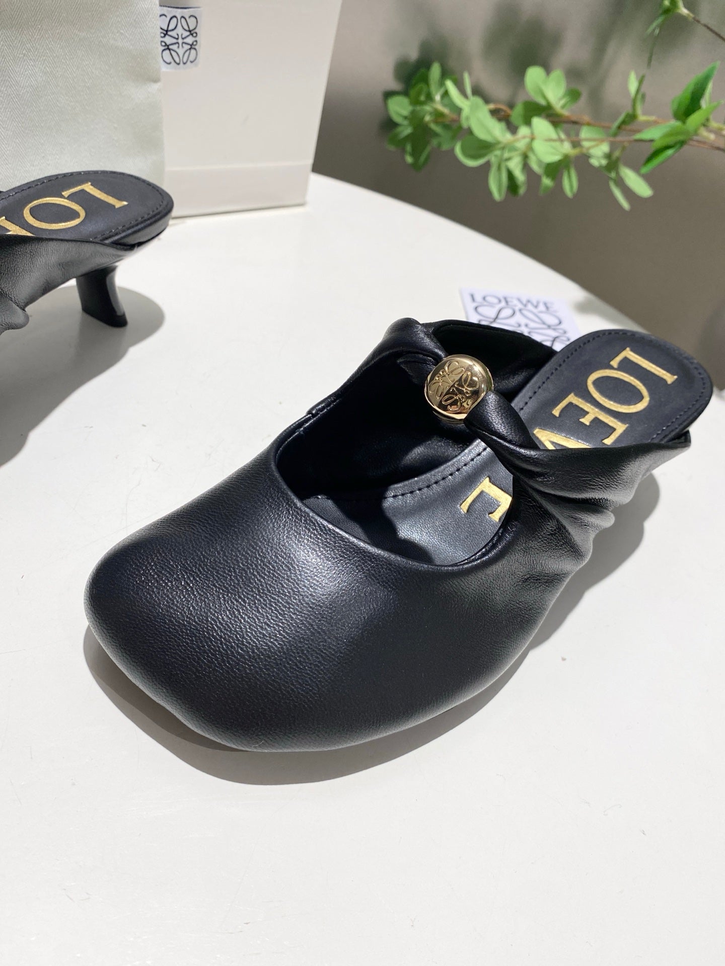 Loewe 25 Pebble Mule Black Lambskin