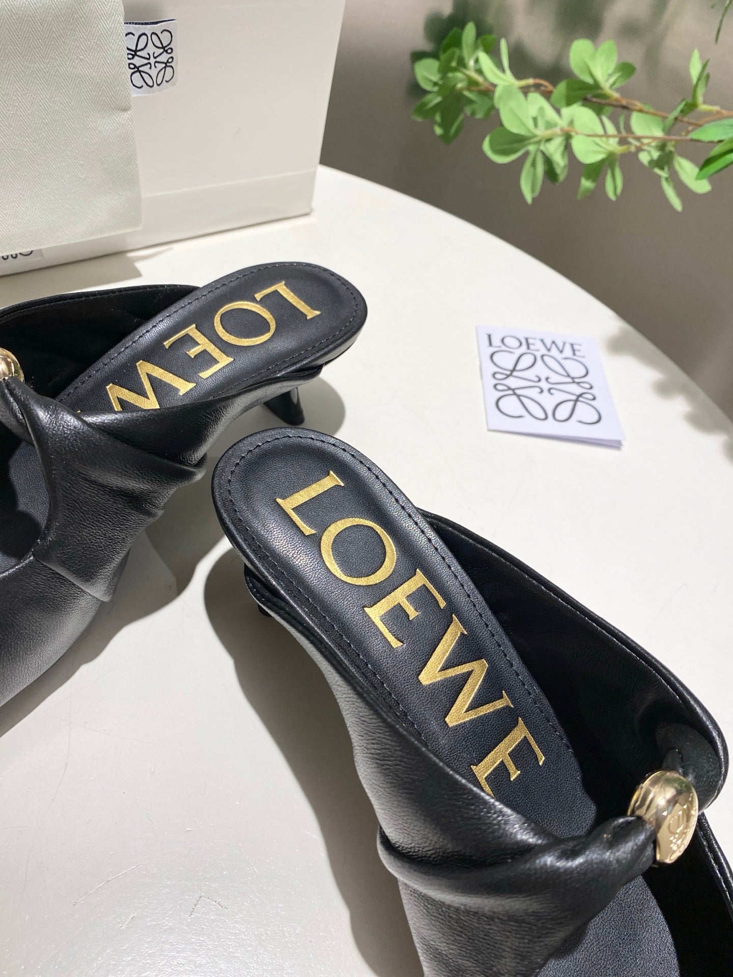 Loewe 25 Pebble Mule Black Lambskin
