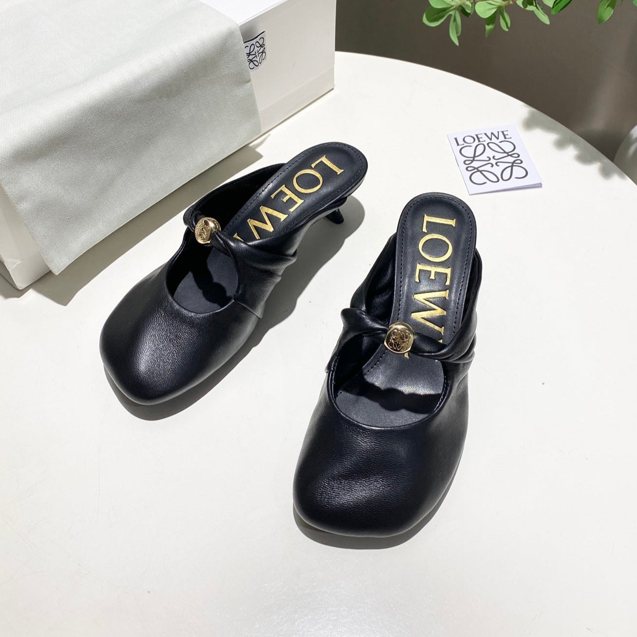 Loewe 25 Pebble Mule Black Lambskin