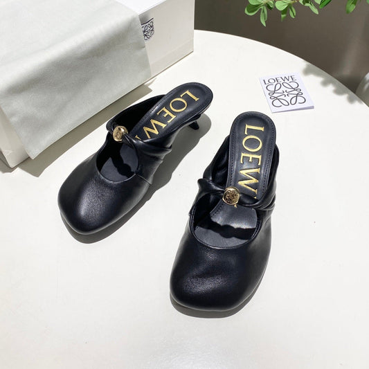 Loewe 25 Pebble Mule Black Lambskin
