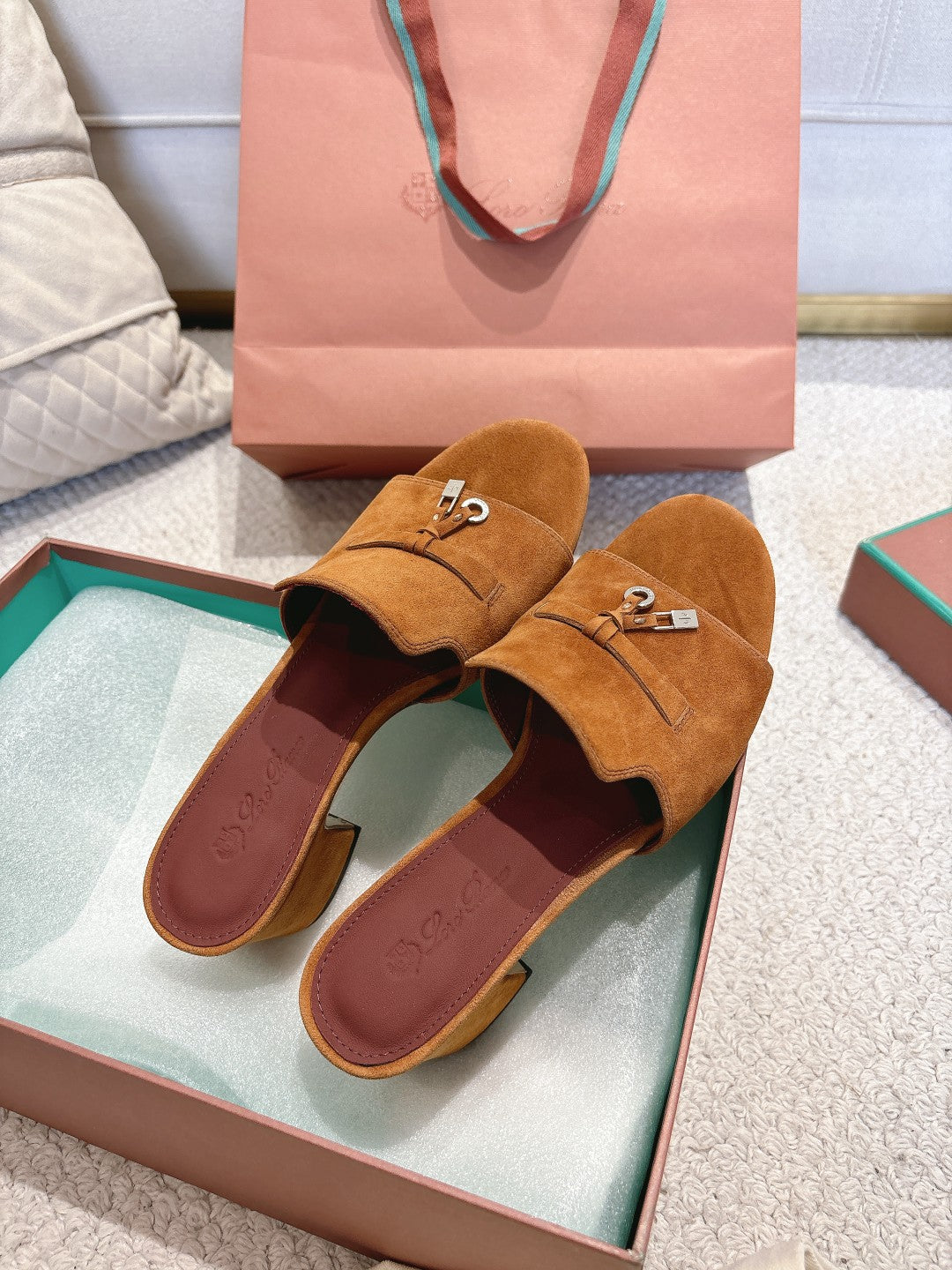LP 25C Summer Charms Mules 55MM Kyoto Orange Suede 215032