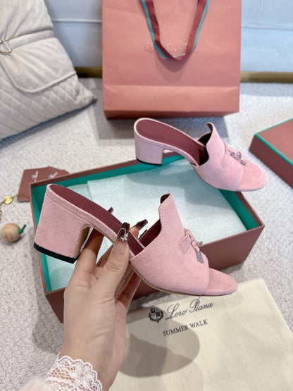 LP 25C Summer Charms Mules 55MM Pink Pastel Suede 215026