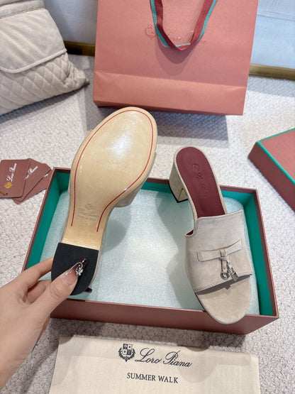 LP 25C Summer Charms Mules 55MM Light Taupe Suede 215025