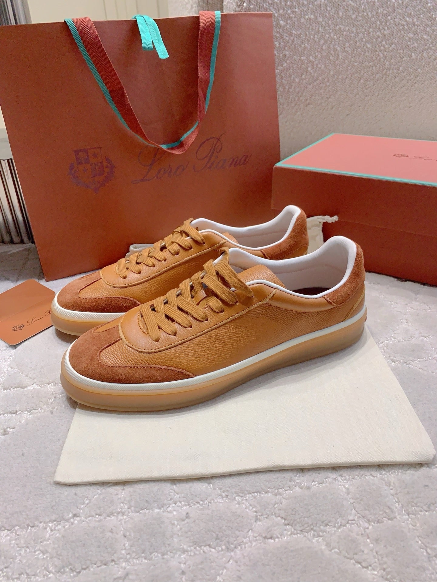 LP sneaker unisex style brown sheepskin mix suede 382664