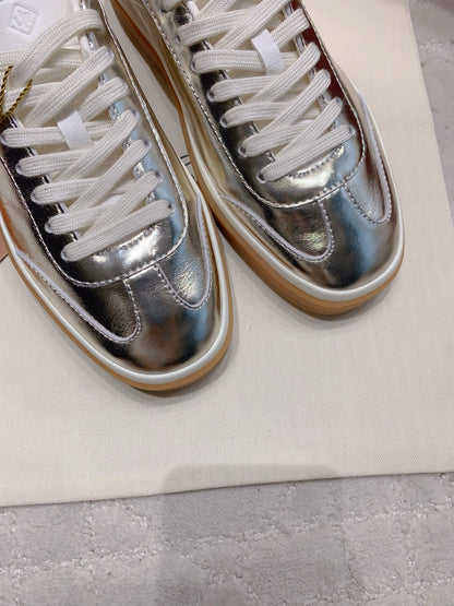 LP sneaker unisex style metallic silver sheepskin mix suede 382666
