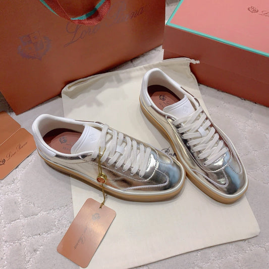 LP sneaker unisex style metallic silver sheepskin mix suede 382666