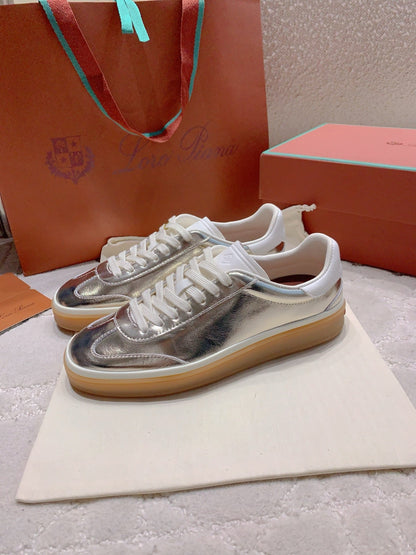 LP sneaker unisex style metallic silver sheepskin mix suede 382666