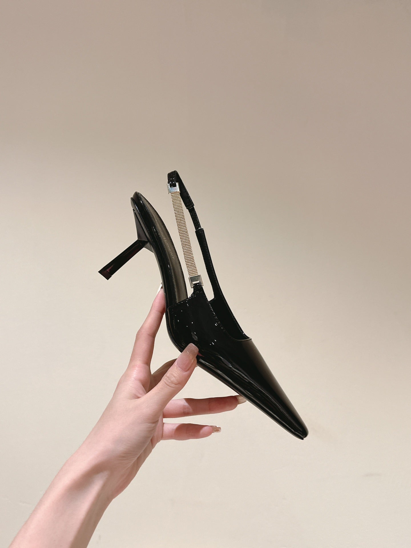 BLAKE SLINGBACK PUMPS 80 IN BLACK PATENT LEATHER