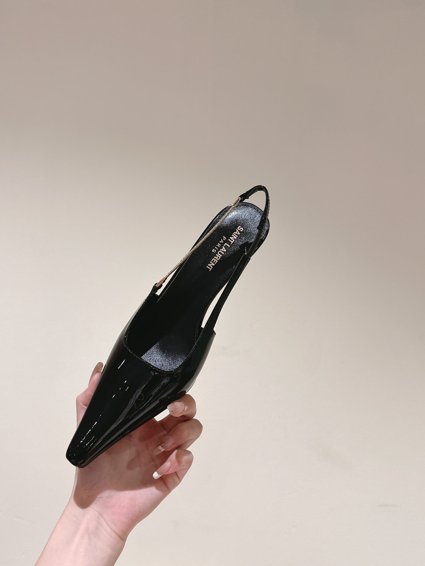 BLAKE SLINGBACK PUMPS 80 IN BLACK PATENT LEATHER