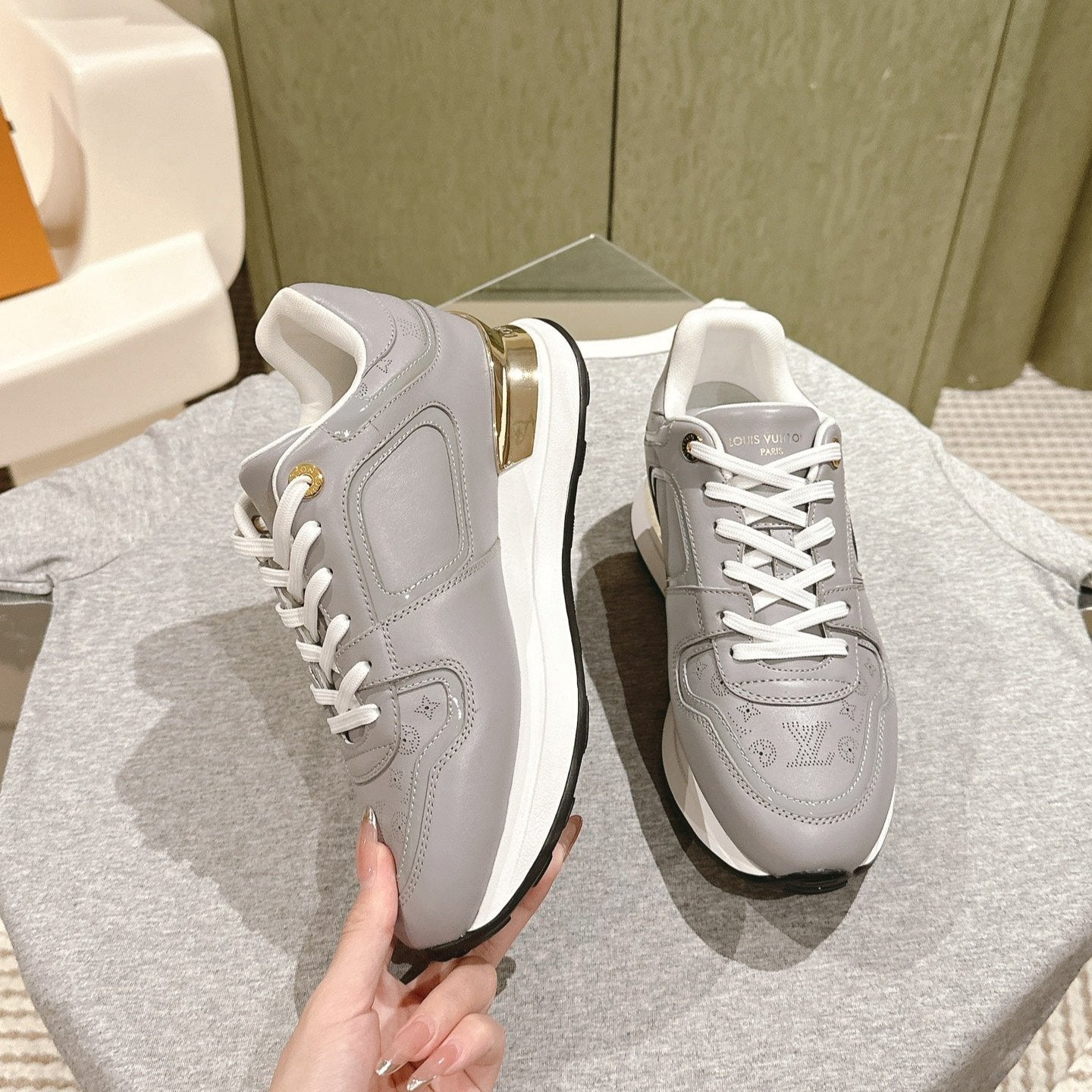 LV Neo Run Away Sneaker 50mm Grey Cowhide