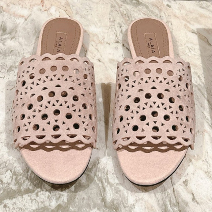 Alaia 2025 Vienne Slippers Pink Lambskin 293660