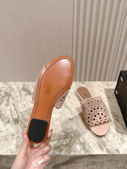 Alaia 2025 Vienne Slippers Pink Lambskin 293660