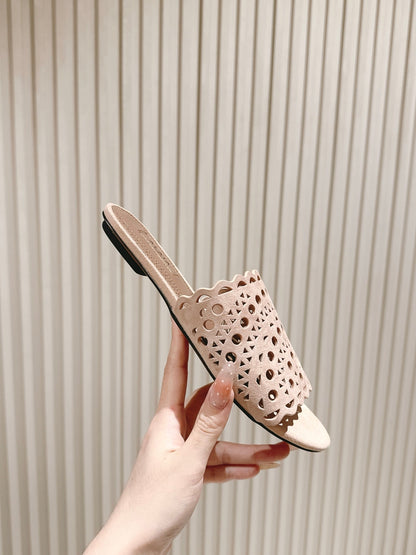 Alaia 2025 Vienne Slippers Pink Lambskin 293660