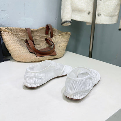 Alaia 25 Thong Sandals White Fishnet Sheepskin 315964