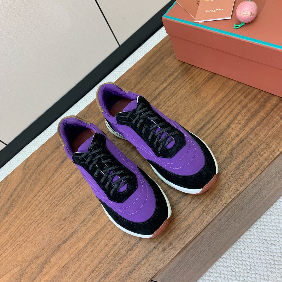 LP Week End Walk Sneaker In Purple Mix Black Denim Fabric And Sudede 984390