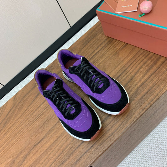 LP Week End Walk Sneaker In Purple Mix Black Denim Fabric And Sudede 984390