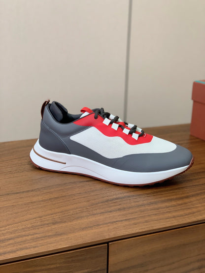 LP Week-End Walk Sneaker In White Mix Dark Grey Red Mesh Fabric 984409