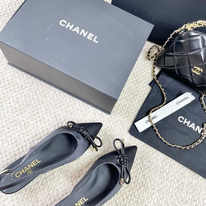 CC 25 Slingback Flats Black Silk 330921