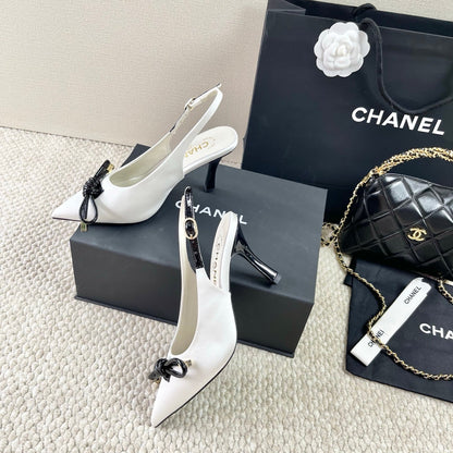 CC 25 Slingback High Heel White Silk 330923