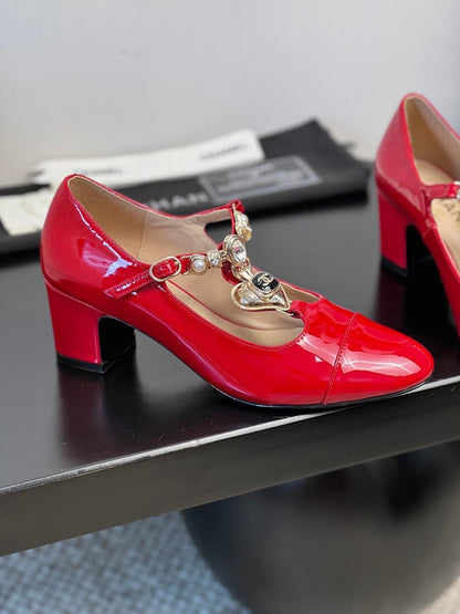 CC 25 Marry Jane Red Glossy Lambskin 329765
